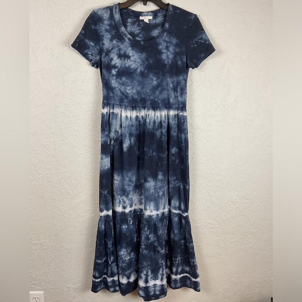 C Established 1946 Blue White Tie Dye Cotton Blend Maxi Dress Size Medium